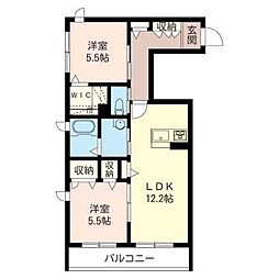 プレパルクディオ1 2LDKの間取図画像