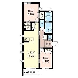 エルフレンテ 2LDKの間取図画像