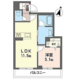 KS II 1LDKの間取図画像