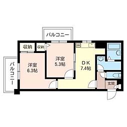 ミゾタ6 2DKの間取図画像