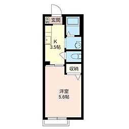 グリーントップ 1Kの間取図画像