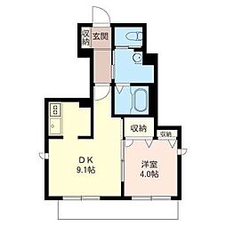 タウンコート 1DKの間取図画像