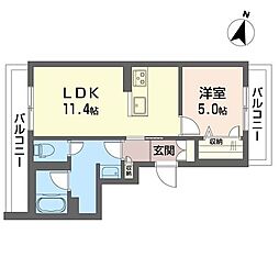 グレイスレジデンス 1LDKの間取図画像