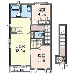 Purele 2LDKの間取図画像