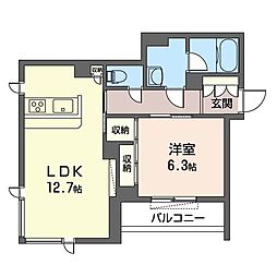 カーサクレア幕張本郷 1階1LDKの間取り