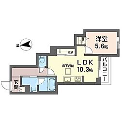 フェリーチェ ヴィータ 1LDKの間取図画像