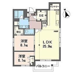 六本木ポルテ 2LDKの間取図画像