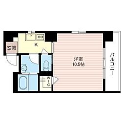 ワイズ・クレスト 1Kの間取図画像