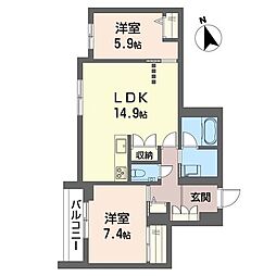 アンムート戸越公園 2LDKの間取図画像