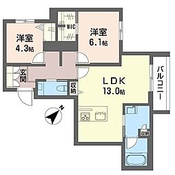 ミライザ桜丘 2LDKの間取図画像