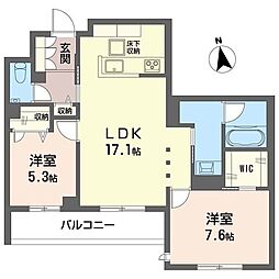 オスタリーハウス 2LDKの間取図画像