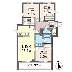 オスタリーハウス 3LDKの間取図画像