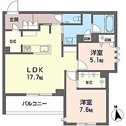オスタリーハウス 2LDKの間取図画像