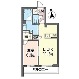 テラス ルミエール 1LDKの間取図画像