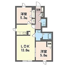 シャーメゾンハレクラニ2 2LDKの間取図画像
