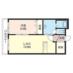 アルモニー麻生 1LDKの間取図画像