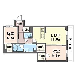 フェリーチェSAMUKAWA 2LDKの間取図画像