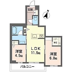クィンス 2LDKの間取図画像