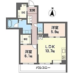 メゾンクラージュ海老名 2LDKの間取図画像