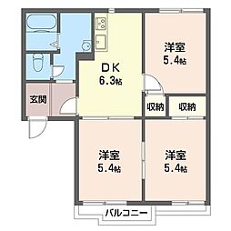 コーポ・ハピネス 3DKの間取図画像
