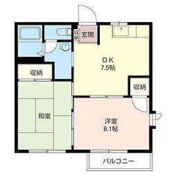 コーポひまわりB 2DKの間取図画像
