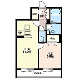 エレガンス湘南 1LDKの間取図画像