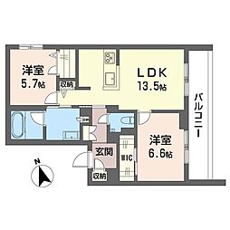 セントリビエ湘南台 2LDKの間取図画像