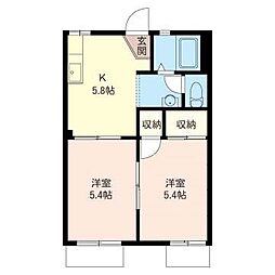 ビューテラス金子 2Kの間取図画像
