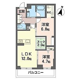 セントリビエ湘南台 2SLDKの間取図画像