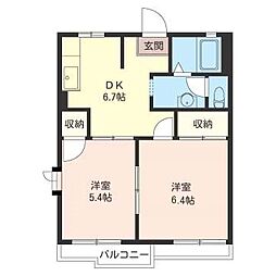 コーポナガシマ 2DKの間取図画像