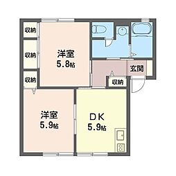 パストラル高倉B 2Kの間取図画像