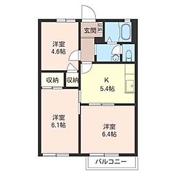 ドミール・ウスイA 3Kの間取図画像
