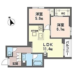 エフボーテ 2LDKの間取図画像