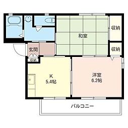 グリーンハイツ仲ノ町A 2Kの間取図画像