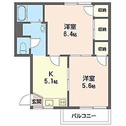 パレスサイドハイツ 2Kの間取図画像