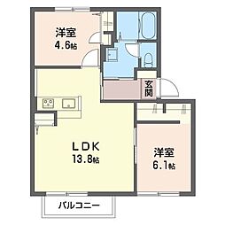 ハイムみしゅらん 2LDKの間取図画像