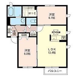 ロゼハウス1 2LDKの間取図画像