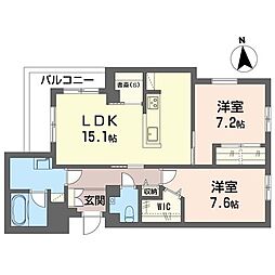 フォンテーヌベレオ01 2SLDKの間取図画像