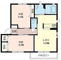 ルミエール2 2LDKの間取図画像