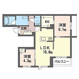 エクセレントラロ 2LDKの間取図画像