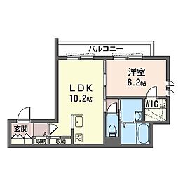 ヴィザールフォルティス 1LDKの間取図画像