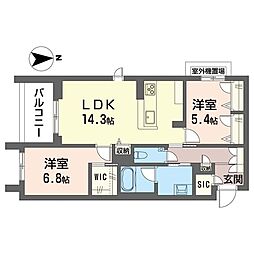 プレヴィア レジデンス 2LDKの間取図画像