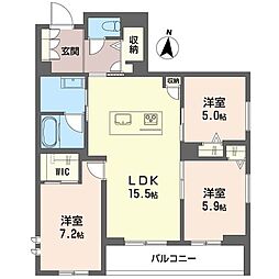 オスマンサス 3LDKの間取図画像