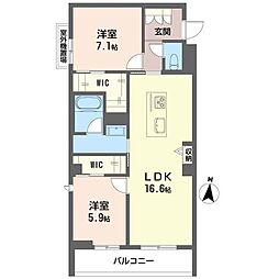 オスマンサス 2LDKの間取図画像
