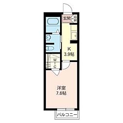エスポワール 1Kの間取図画像