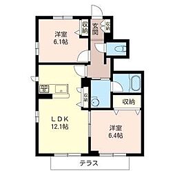 エミネンス富士 2LDKの間取図画像