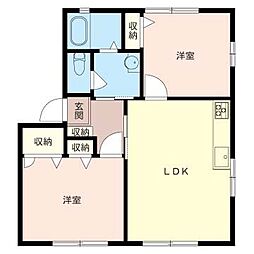 パークヒルB 2LDKの間取図画像