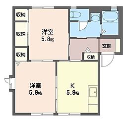 フォンティーヌA 2Kの間取図画像