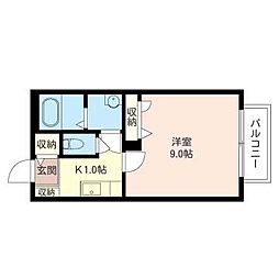 ベルメゾン 1Kの間取図画像