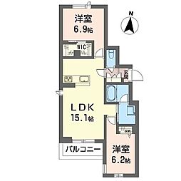 レ・アール トキワ 2LDKの間取図画像